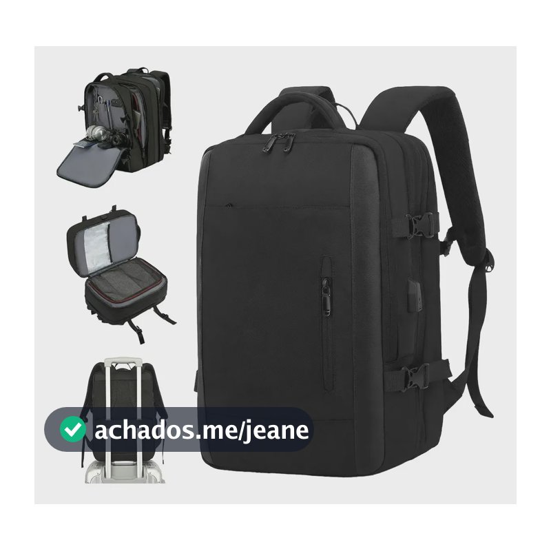 Mochila Viagem Feminina Masculina Para Notebook Executiva Preto