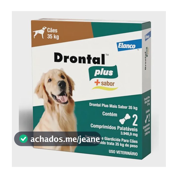 Drontal Plus Vermífugo 2 Comprimidos Cães Até 35kg Elanco