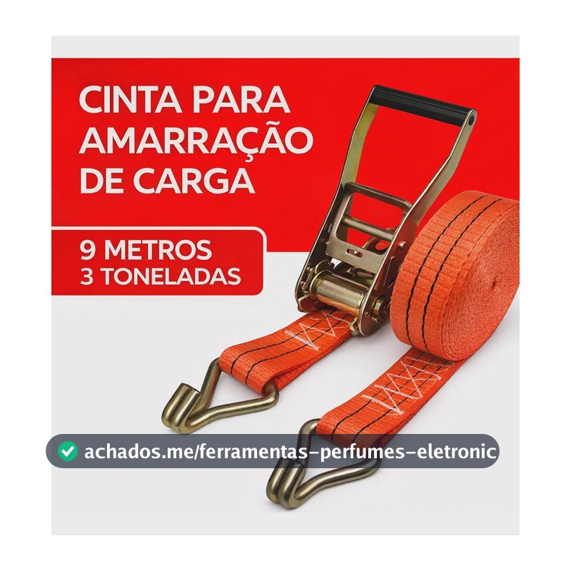 Cinta de Amarração para Cargas com Catraca, 3 Toneladas e 9 Metros