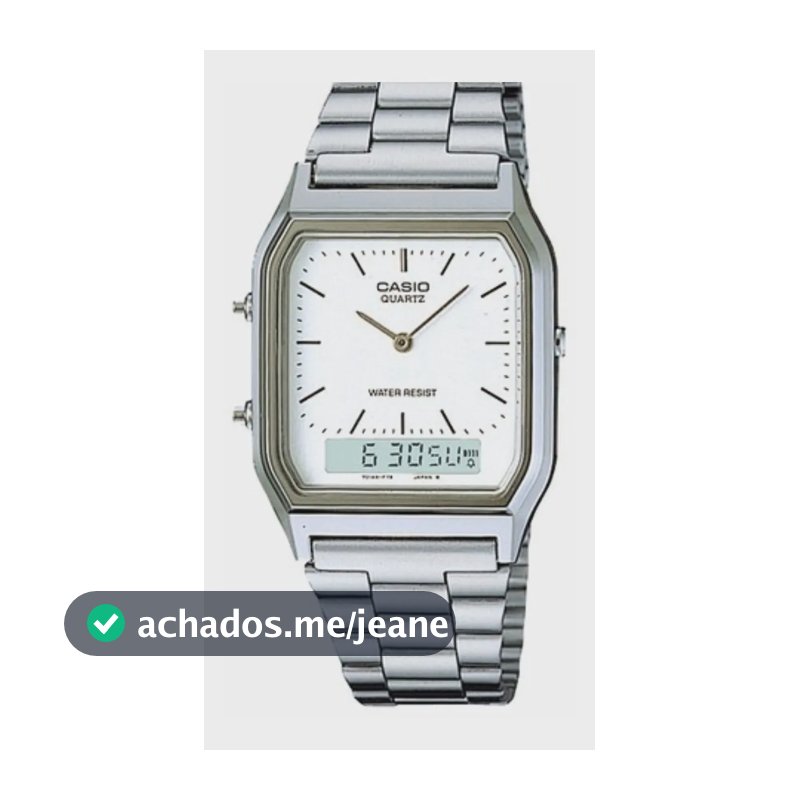 Relógio Digital Casio Vintage AQ-230 Prateado p/ Homem e Mulher