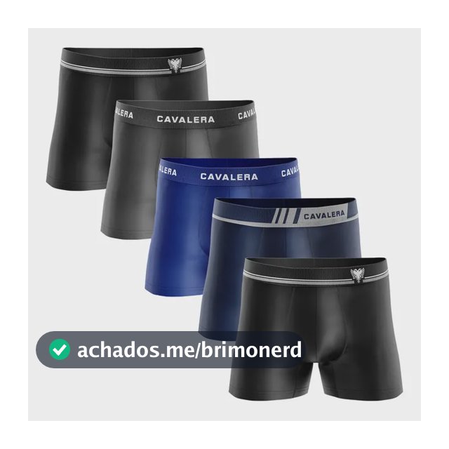 Kit 5 Cuecas Boxer Masculina Cavalera Sem Costura Poliamida Sortidos Liso G