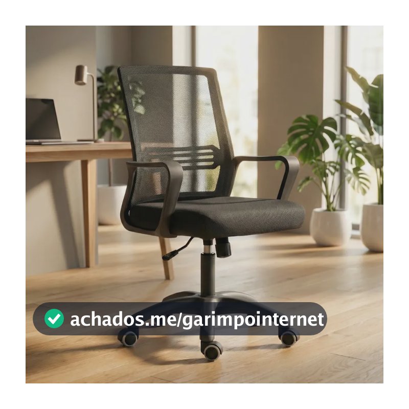 Cadeira Escritório Astrella Vega Ergonômica E Giratória Preto Malha