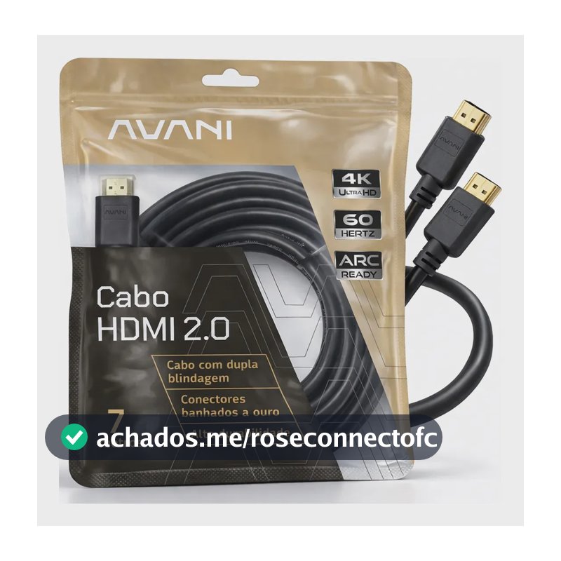 Cabo HDMI 7m Reforçado Dupla Blindagem Alta Durabilidade Versão 2.0 4K Ultra HD ARC CEC Ethernet Conector Banhado a Ouro 7 metros