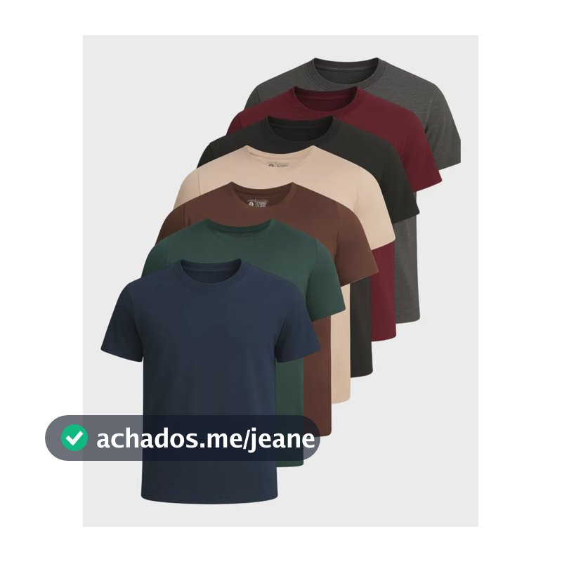 Kit 7 Camisetas Basica Masculina Algodão Fio 30.1 Premium Sortidas M