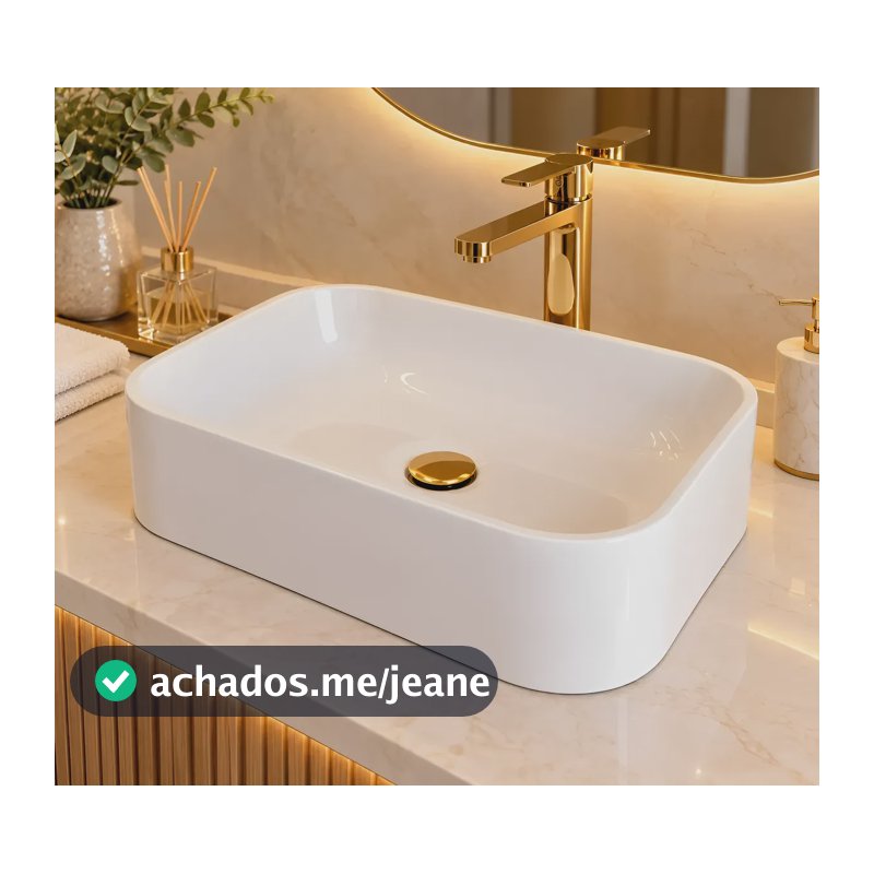Cuba Pia Banheiro Apoio 37,7x27,7 Branca Sobrepor Lavabo Branco Alto Brilho