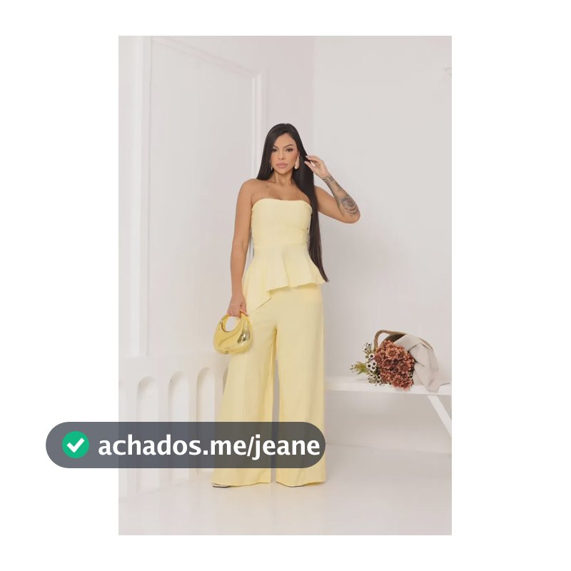Conjunto Blusa Assimétrica Calça Pantalona Marrant Feminina Amarelo M