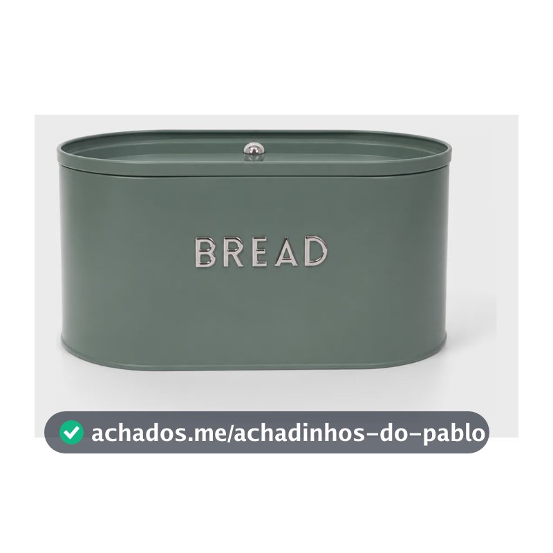 Porta Mantimento Pão Aço Galvanizado 33x15cm Design Premium Verde Design Premium