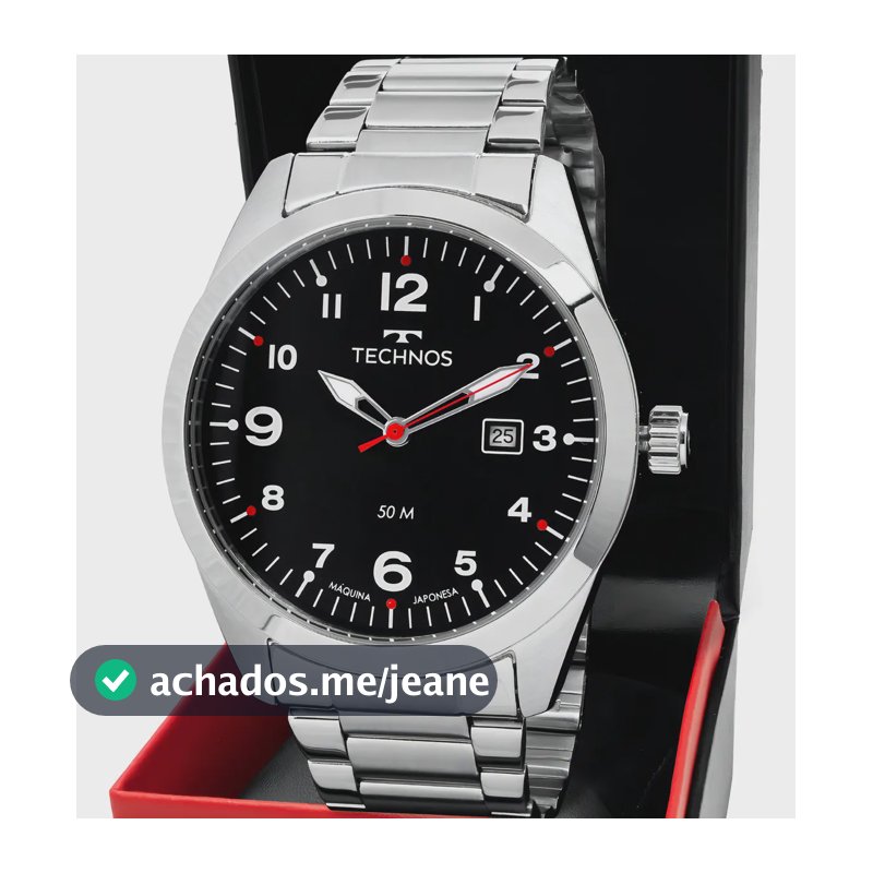 Relógio Technos Masculino Militar Preto 50m Quartzo com Calendário