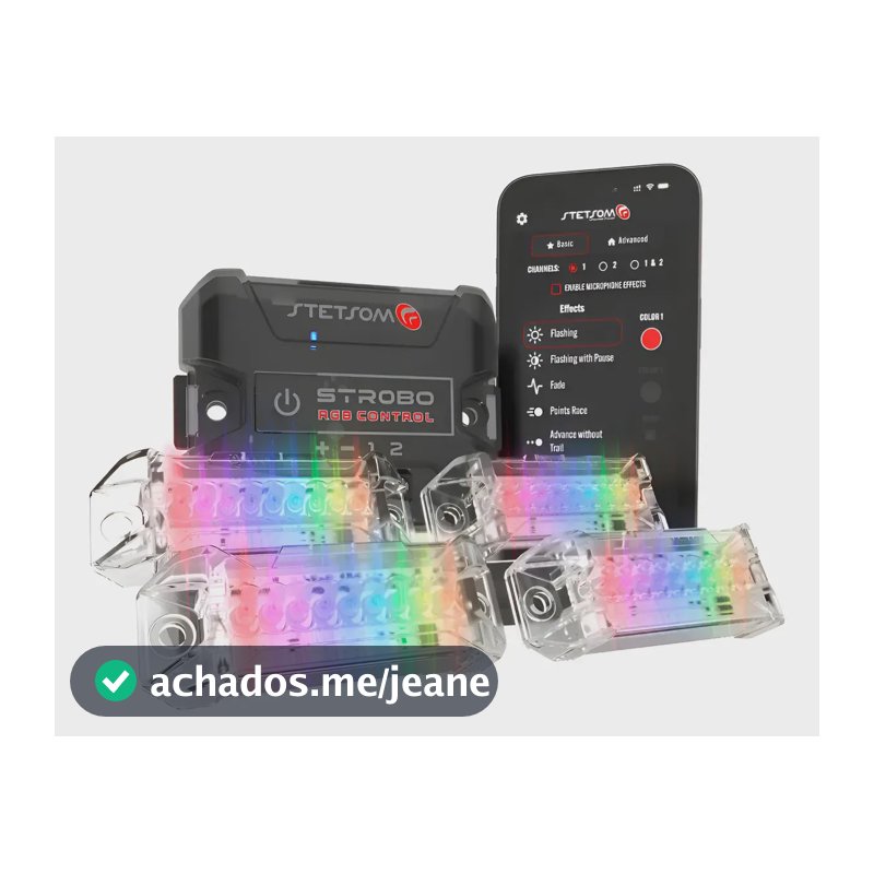 4 Strobo Stetsom Led Rgb Automotivo Bluetooth Com App 12v 12 Preto Rgb