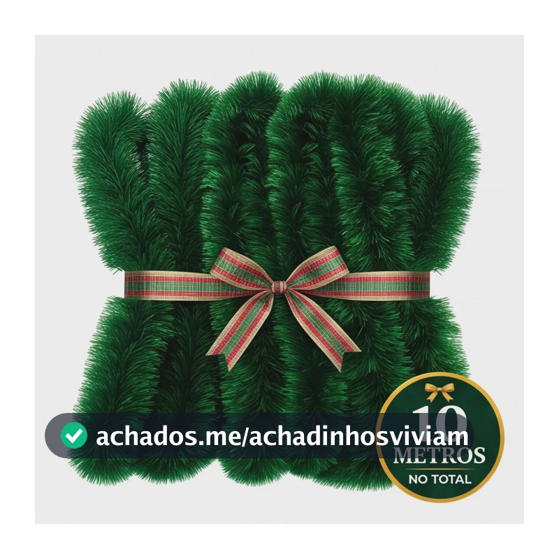 Festão Arvore de Natal 10 Metros Verde Grosso Cheio Flexível Decoração 5 Peças 2m x 9cm
