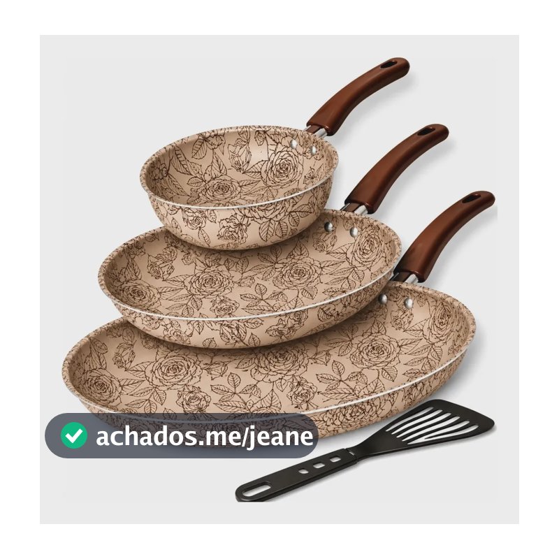 Jogo De Frigideira Rotoprint Antiaderente 3 Peças Cor Floral