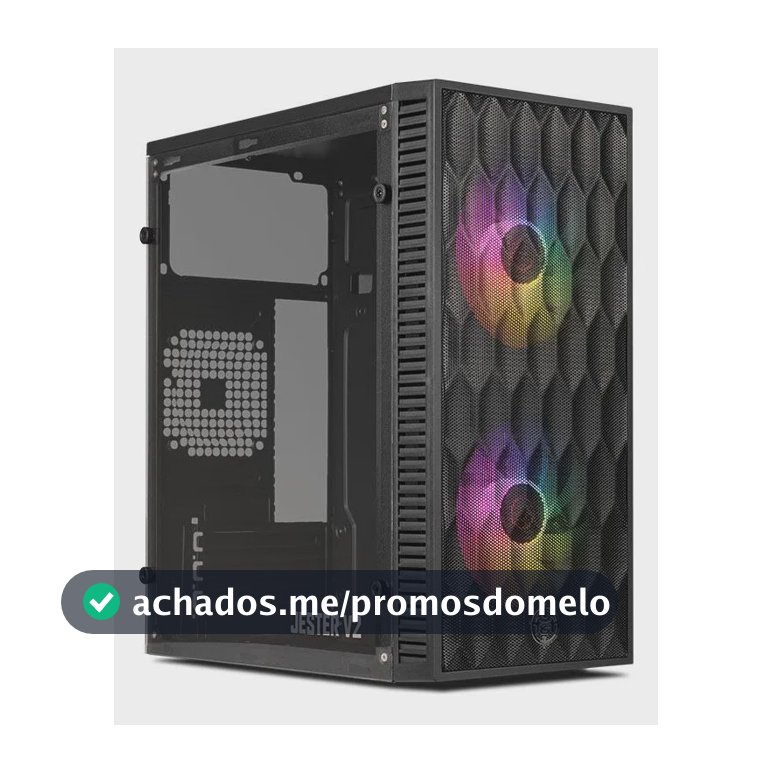 Gabinete Gamer TGT Jester V2 Preto Mini-Tower com Acrílico e 2 Fans Rainbow