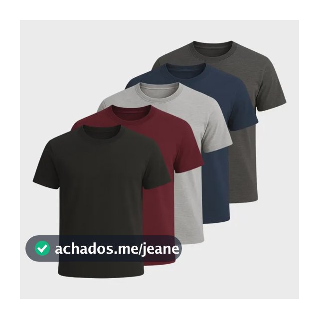 Kit 5 Camiseta Masculina Lisa Basica100% Algodão Premium Fit