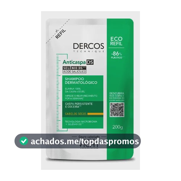 Shampoo Anticaspa Cabelos Secos com Selênio DS, Dercos DS Vichy, Refil 200g
