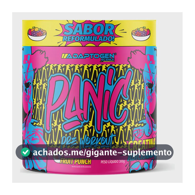 Suplemento Em Pó Adaptogen Science Panic Pré Treino com creatina Pote 300g Sabor Ponche de Frutas