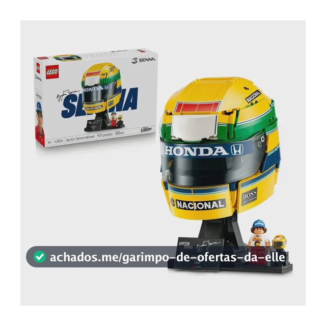 Capacete Ayrton Senna 43024 da LEGO® Editions; conjunto de construção e coleção F1®; ideia de presente para fãs de Fórmula 1; inclui placa de autógrafo e minifigura de Senna; maiores de 14 anos