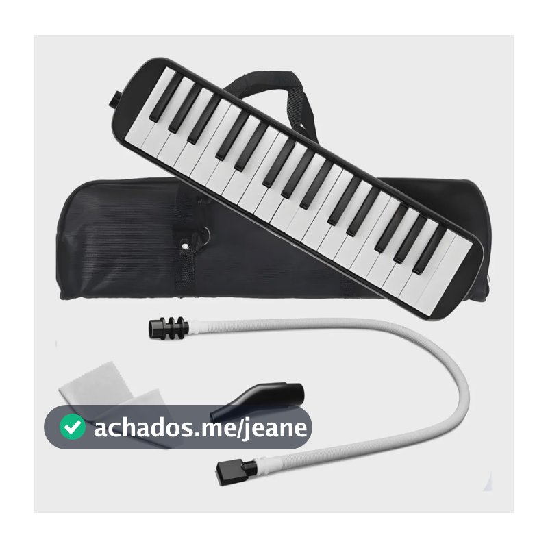 Escaleta De Sopro 32 Teclas Melodica Infantil Musica C/ Capa Preto
