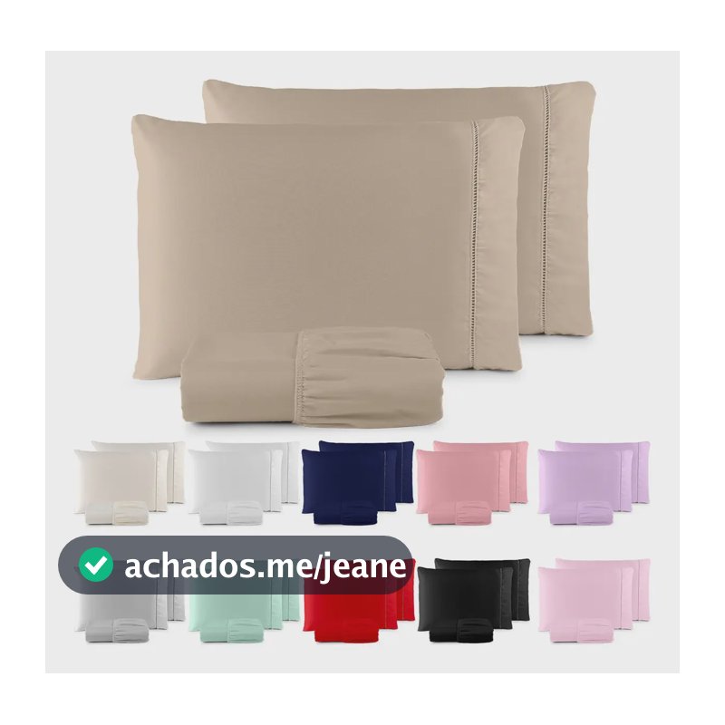 Jogo De Lençol Queen 3 Peças 400 Fios C/ Elástico Hotel Cáqui Liso