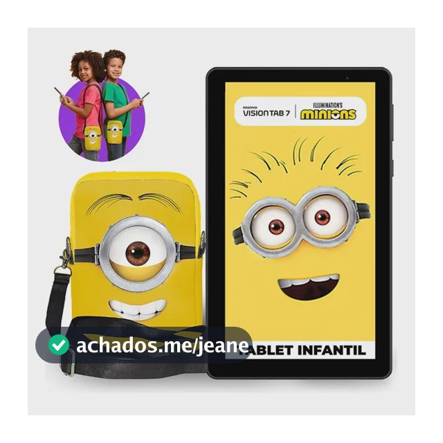 Tablet Infantil Positivo Vision Tab 7 Minions - Octa-Core 3GB RAM 64GB Armazenamento, Tela 7" IPS, Bateria 3100mAh, Android 14 Go, Wi-fi - Preto - Inclui 2 Itens de Proteção (Capa e Mochila))