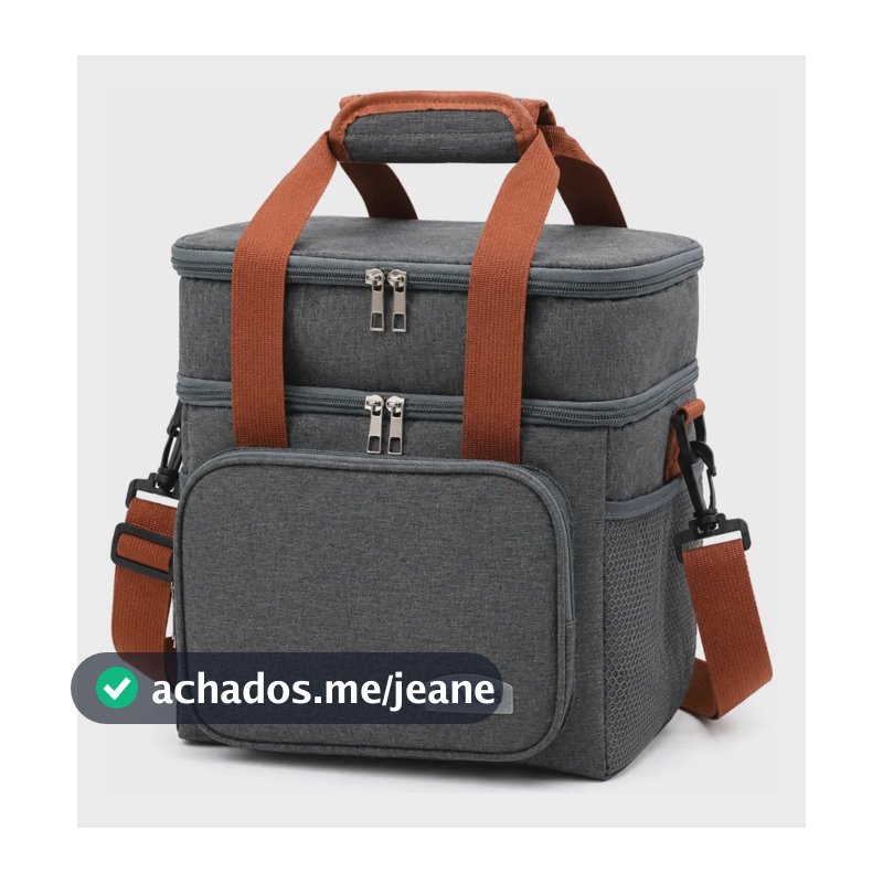 Bolsa Termica Marmita Lancheira Grande Alça Ombro Trabalho Academia Passeio Cinza