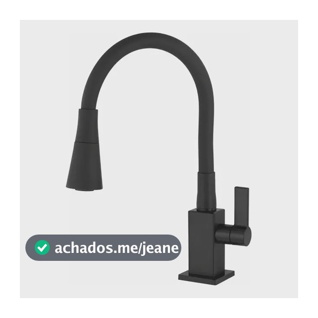 Torneira Cozinha Gourmet Flexível Preta P/ Pia Bancada Metal Preto Fosco