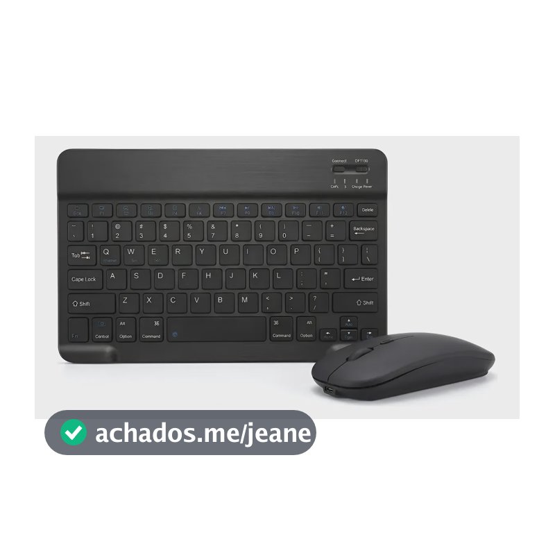 Kit Teclado E Mouse Sem Fio Bluetooth Para Tablet Universal Preto