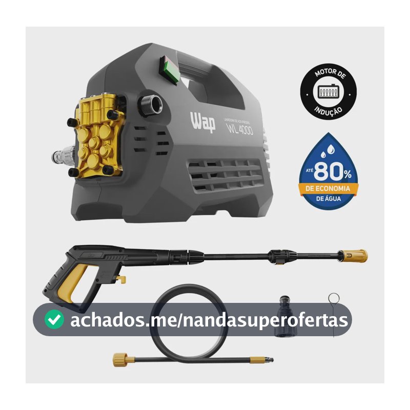 Lavadora de Alta Pressão WAP WL 4000 2000W Vazão 420L/h 1950 PSI