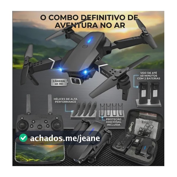 Mini Drone E88 Pro Dobrável Câmera Hd 4k Com 2 Baterias Cinza