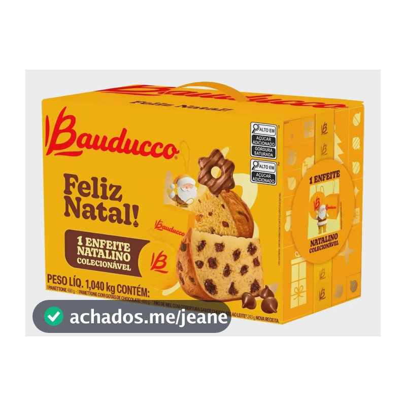 Cesta De Natal Com Panetone E Chocotone Bauducco 1,04kg