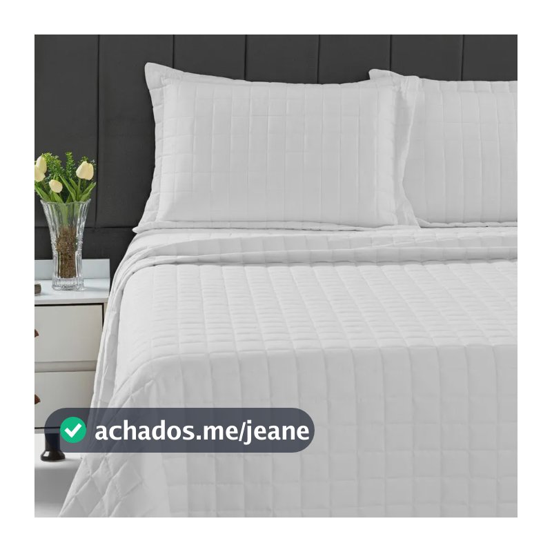 Kit Cobre Leito Queen 3 Peças Athenas Micropercal 400 Fios Matelado Ultrassônico Com 2 Porta Travesseiros Colcha Cor Branco