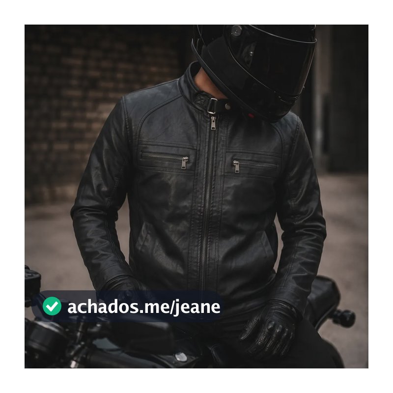 Jaqueta De Couro Masculina Impermeável Proteção Térmica Moto Preto Craquelado G