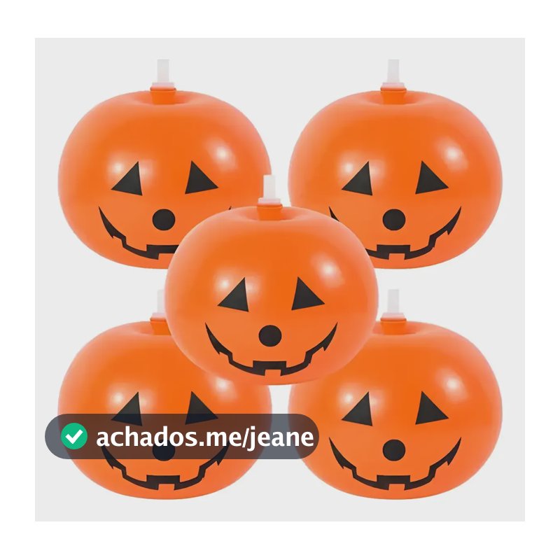 Balão Abobora Luz Led Decorativo Festa Halloween Kit 5 Uni Abóbora