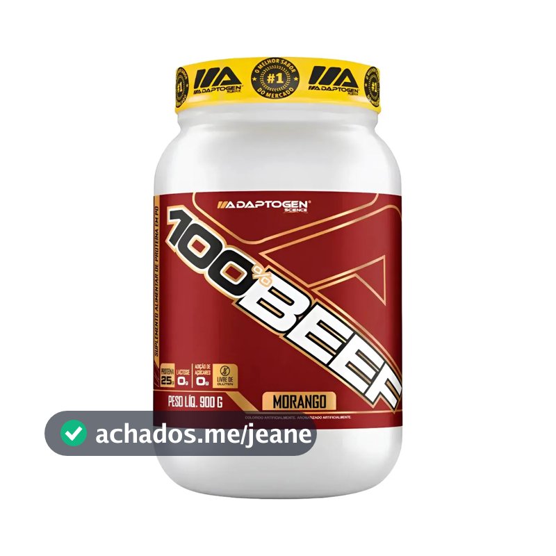 Beef Protein #1 Proteina Bovina Adaptogen Science Pote 900g Morango