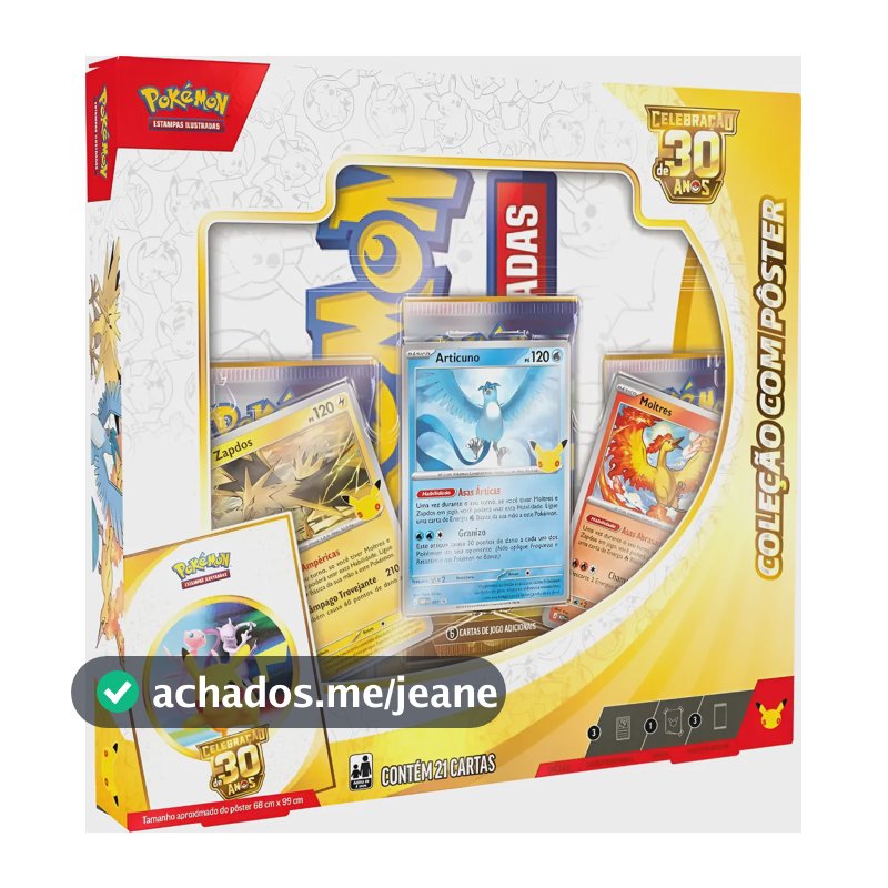 Pokémon Tcg: Celebração 30 Anos - Coleção Com Poster Articuno Português