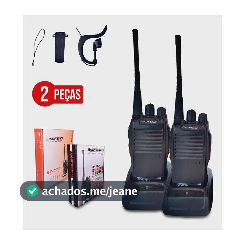 Kit 2 Radio Comunicador 777s Profissional Ht Uhf 16 Canais Preto Uhf 400-470 Mhz