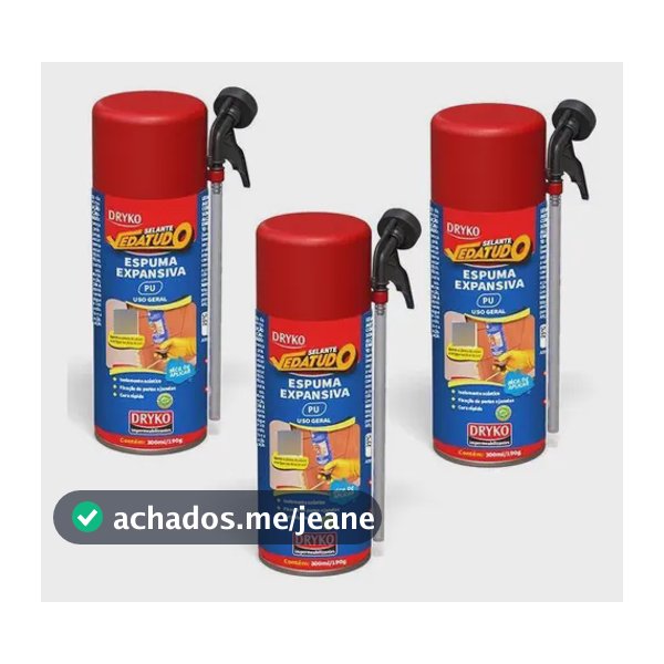Kit 3 Espumas Expansivas Selantes Vedatudo Dryko 300ml