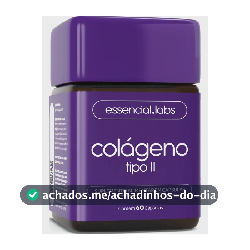 COLÁGENO TIPO 2 com 45mg - Fórmula Exclusiva com Máxima Concentração e Biodisponibilidade - 60 Cápsulas