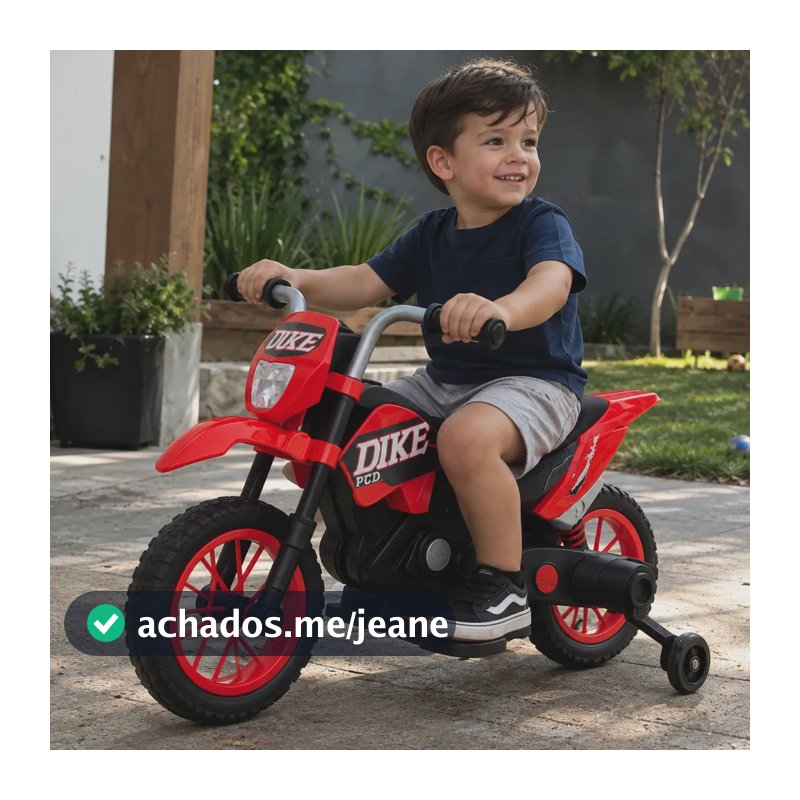 Mini Moto Elétrica Infantil Radical Bang Toys Vermelho 12V Moto Eletrica Infantil com Luzes de Led