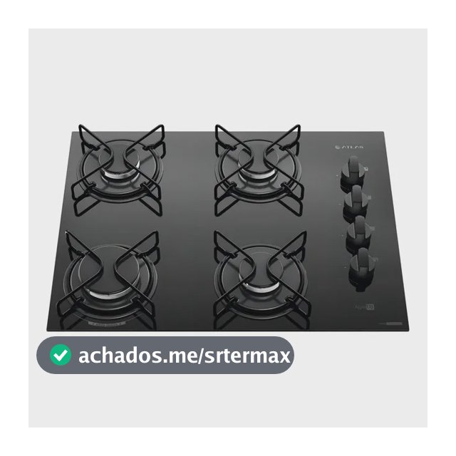 Cooktop 4 Bocas Atlas Agile Up Mesa Vidro Mega Chama Bivolt