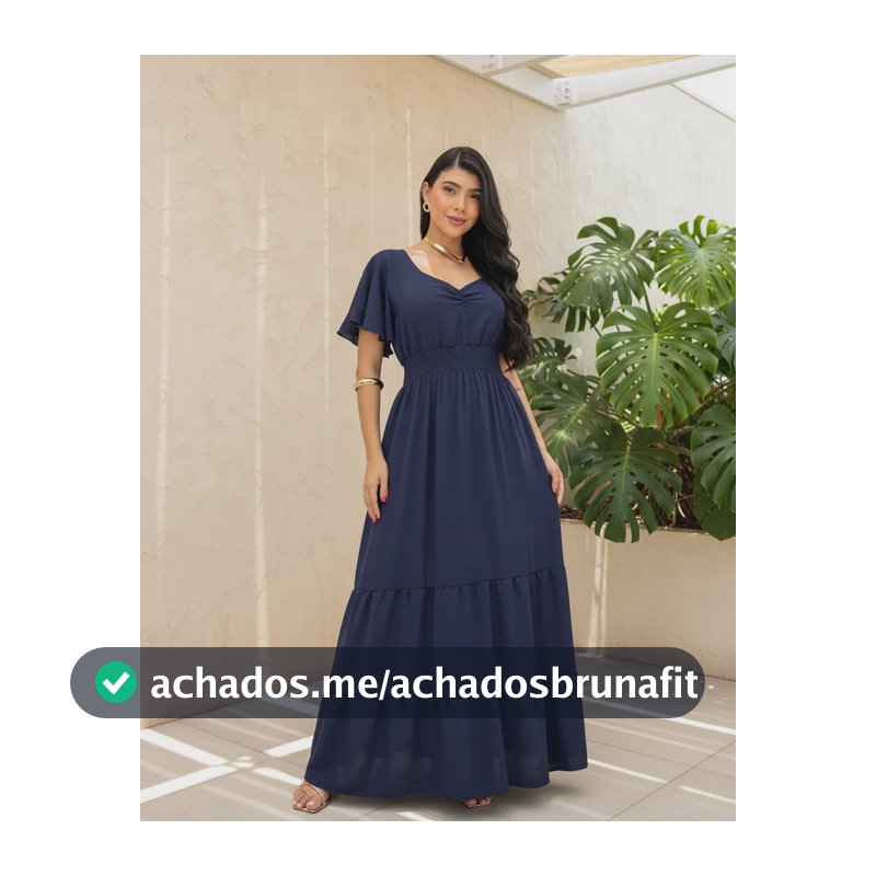 Vestido Longo Feminino De Manguinhas Multiuso De Luxo Azul-marinho Único 38/40/42/44/46