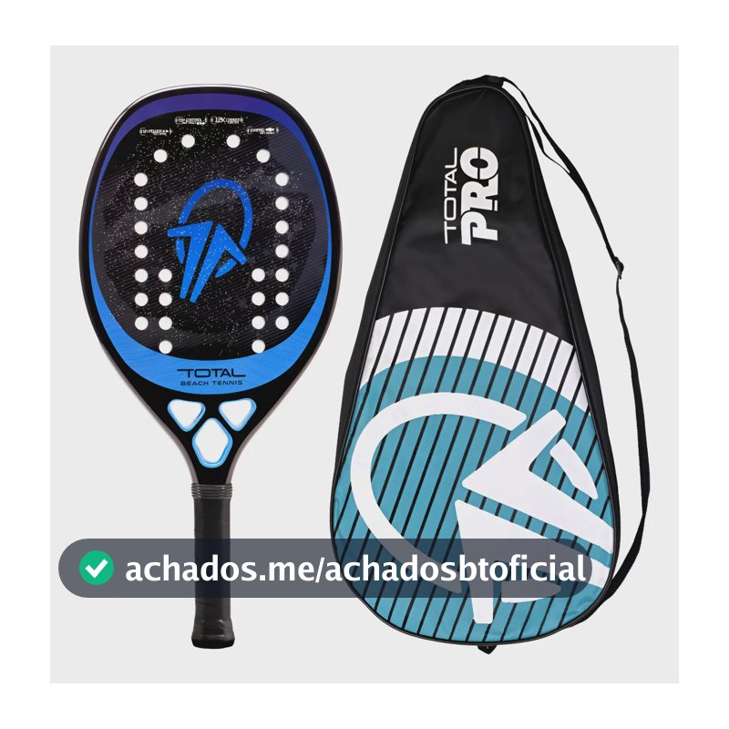 Raquete Beach Tennis Total Pro Produzida em Carbono 12k + Capa Cor Azul | Leve e Equilibrada