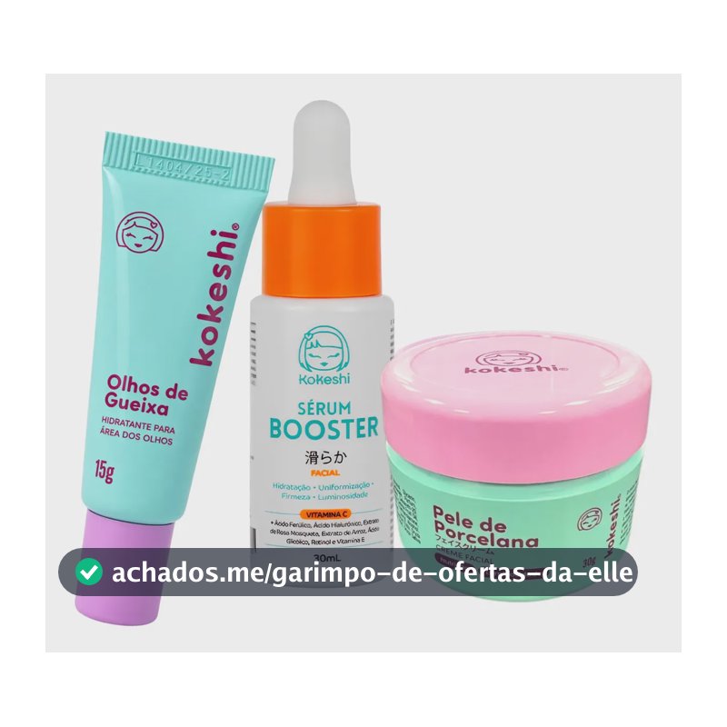 Kit Renovadores Pele De Porcelana Gueixa Sérum Vit C Kokeshi Com Óleo e farinha de arroz Ácido hialurônico Vitamina C Óleo de rosa mosqueta Chá verde e sálvia