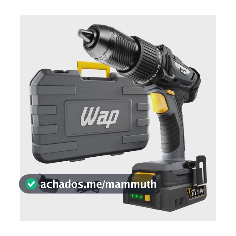 Parafusadeira E Furadeira De Impacto WAP K21 ID03 Sem Fio Com Maleta Organizadora Bivolt
