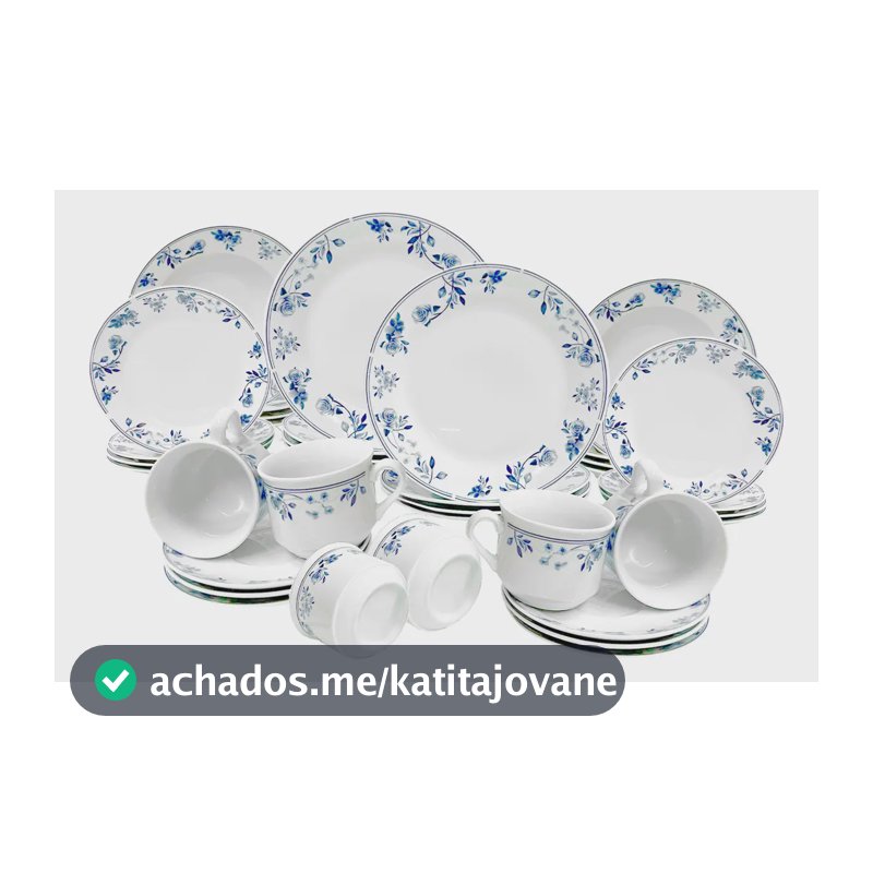 Aparelho De Jantar Mayara Em Porcelana 40 Peças Cor Branco E Azul Hauskraft