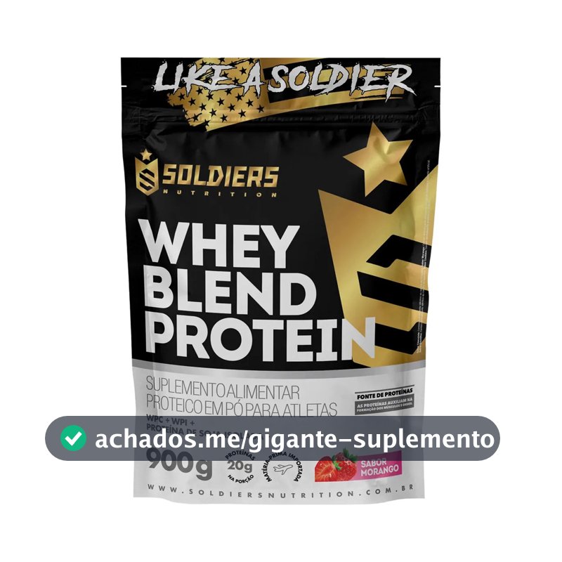 Whey Blend Protein Concentrado e Isolado 900g Sabor Morango Soldiers Nutrition