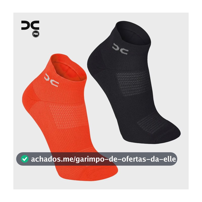 Kit 2 Meias Esportivas Fitness Corrida Academia Em Poliamida Preto/laranja Liso 38ao43