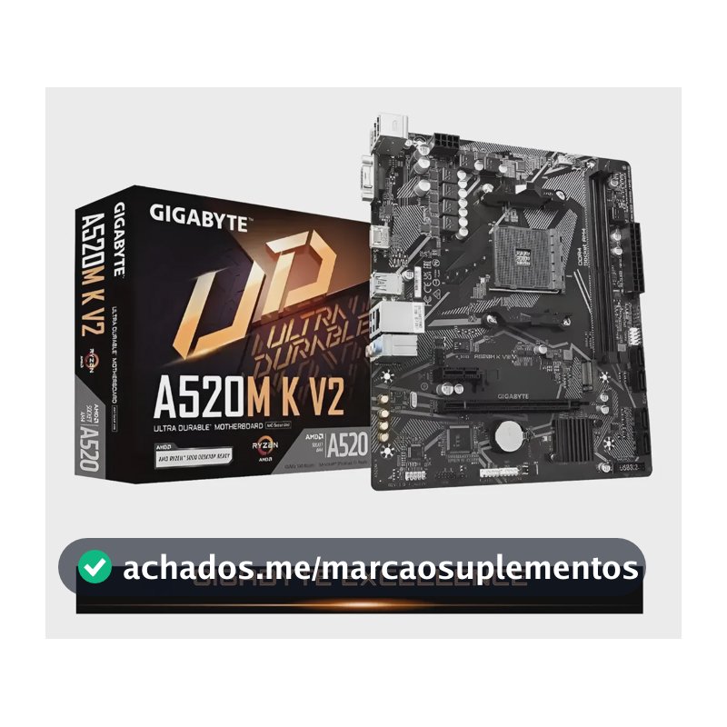 Placa Mãe Gigabyte Ultra Durable A520m Kv2 Amd Am4 Matx Ddr4 Preto