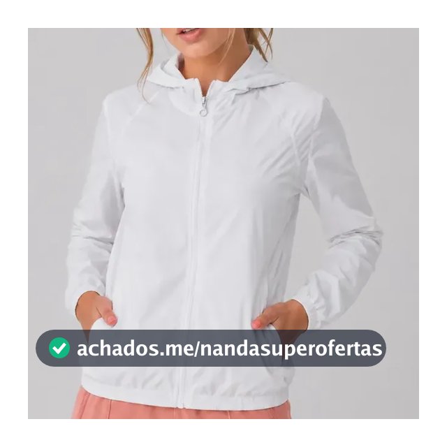 Jaqueta Feminina Iz Corta Vento Ultra Leve Com Capuz 2026 Branco M Liso