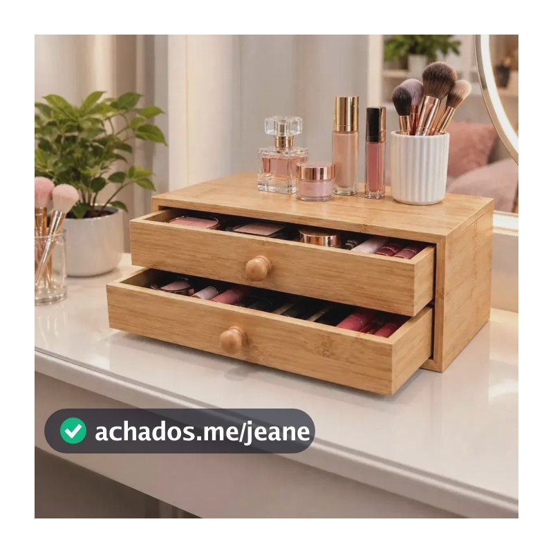 Gaveteiro De Mesa 2 Gavetas Organizador Multiuso Para Escritório Home Office Quarto Penteadeira Porta Joias Bijuterias Maquiagem Acessórios E Objetos Pequenos Organiza e Decora Seu Ambiente