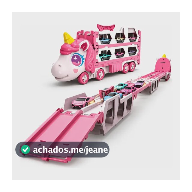 Caminhão Unicórnio 2 Em 1 Com Pista De Corrida E 2 Carrinhos Rosa-pálido